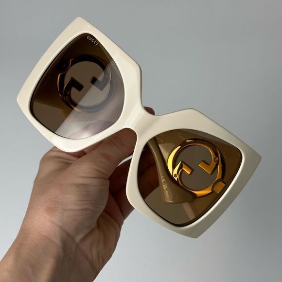 GUCCI Sunglasses GG1255S 002 Ivory White Brown Women NEW - Picture 8 of 12